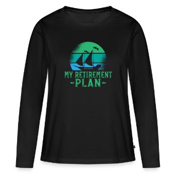 Mon Plan De Retraite Faire De La Voile - T-shirt manches longues Premium bio Femme - noir - Devant - Julia (174cm)