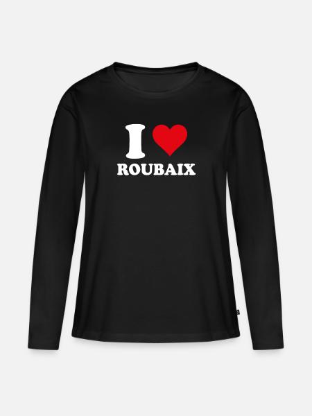 Ich liebe Roubaix Geschenktourismus - Frauen Premium Bio Langarmshirt - Schwarz