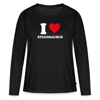 J'aime Stegosaurus Paléontologie Dinosaure - T-shirt manches longues Premium bio Femme - noir - Devant - Julia (174cm)