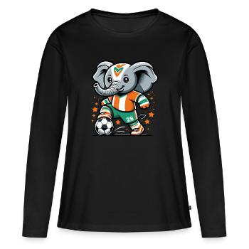 Côte D'ivoire Maillot Éléphant Ivoirien Football - T-shirt manches longues Premium bio Femme - noir - Devant - Julia (174cm)