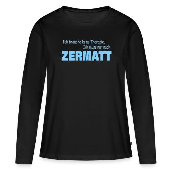 Therapie ZERMATT - Frauen Premium Bio Langarmshirt - Schwarz - Vorne - Julia (174cm)