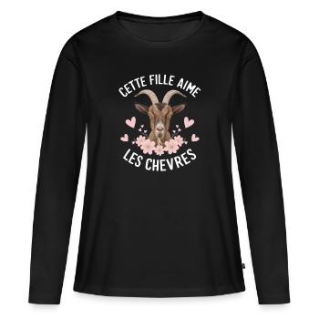 Just A Girl Who Loves Goats Humor - Women's Premium Organic Long Sleeve Shirt - black - Front - Julia (174cm)
