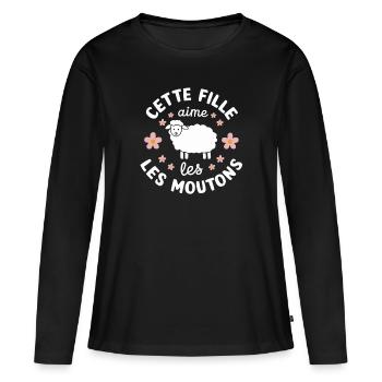 Just a Girl Who Loves Sheep Sheep Gift - Women's Premium Organic Long Sleeve Shirt - black - Front - Julia (174cm)