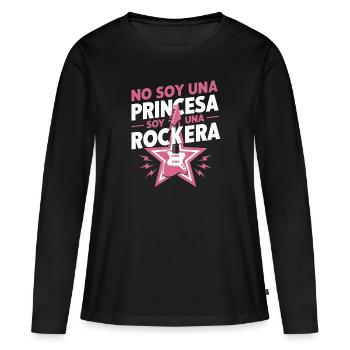 Je ne suis pas une princesse, je suis une rockeuse - T-shirt manches longues Premium bio Femme - noir - Devant - Julia (174cm)