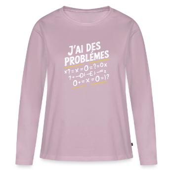 Maths Humour J'Ai Des Problèmes Mathématiques - T-shirt manches longues Premium bio Femme - rose poudré - Devant - Julia (174cm)