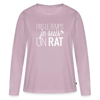 Pas Le Temps Je Suis Un Rat - T-shirt manches longues Premium bio Femme - rose poudré - Devant - Julia (174cm)