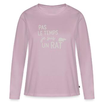 Pas Le Temps Je Suis Un Rat - T-shirt manches longues Premium bio Femme - rose poudré - Devant - Julia (174cm)