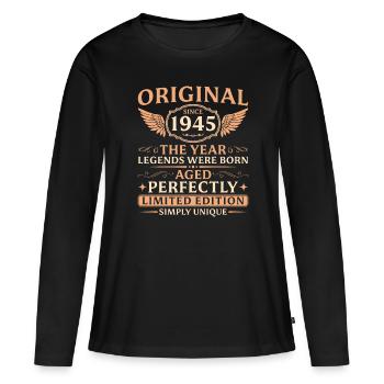 Original seit 1945 Jahrgang Geburtstag - Frauen Premium Bio Langarmshirt - Schwarz - Vorne - Julia (174cm)