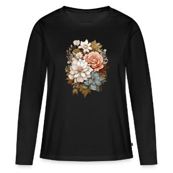 Delicate flowers in pastel - Women's Premium Organic Long Sleeve Shirt - black - Front - Julia (174cm)