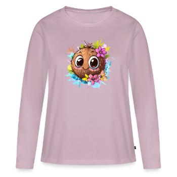 Noix de heureuse - T-shirt manches longues Premium bio Femme - rose poudré - Devant - Julia (174cm)