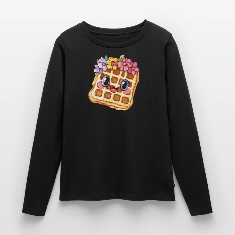 Gaufre aux fleurs T-shirt manches longues Premium bio Femme