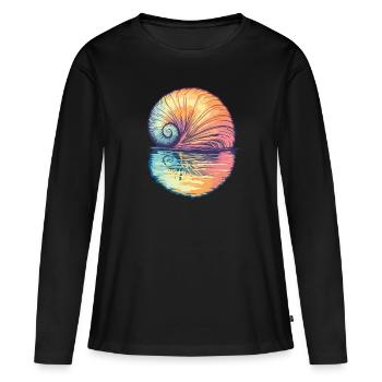 Muschel im Sonnenuntergang - Frauen Premium Bio Langarmshirt - Schwarz - Vorne - Julia (174cm)