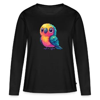 Perroquet coloré câlin - T-shirt manches longues Premium bio Femme - noir - Devant - Julia (174cm)