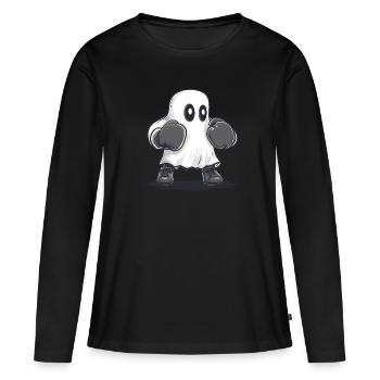 Boxender Geist - Frauen Premium Bio Langarmshirt - Schwarz - Vorne - Julia (174cm)