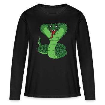Cobra serpent reptile amateur d’animaux idée cadeau - T-shirt manches longues Premium bio Femme - noir - Devant - Julia (174cm)