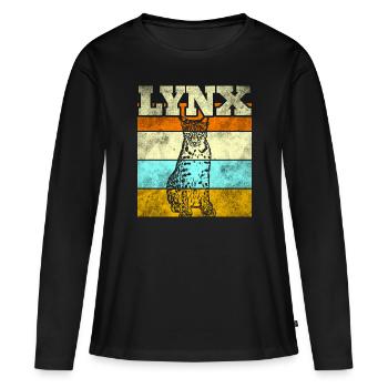 Luchs - Frauen Premium Bio Langarmshirt - Schwarz - Vorne - Julia (174cm)