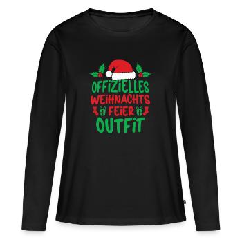 Offizielles Weihnachtsfeier Outfit Frohe Weihnacht - Frauen Premium Bio Langarmshirt - Schwarz - Vorne - Julia (174cm)