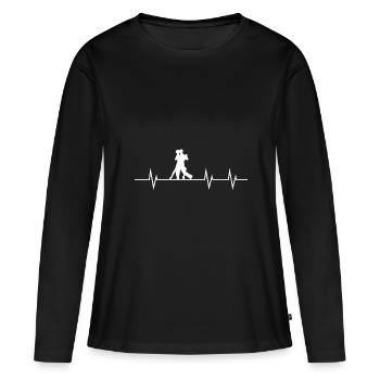 Battement de cœur de la danse - T-shirt manches longues Premium bio Femme - noir - Devant - Julia (174cm)