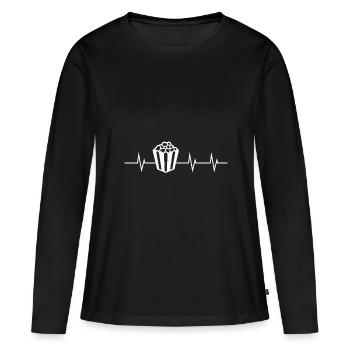 Battement de cœur du pop-corn - T-shirt manches longues Premium bio Femme - noir - Devant - Julia (174cm)