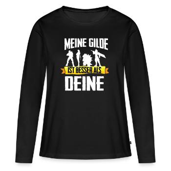 WOW Shirt-Meine Gilde - Frauen Premium Bio Langarmshirt - Schwarz - Vorne - Julia (174cm)