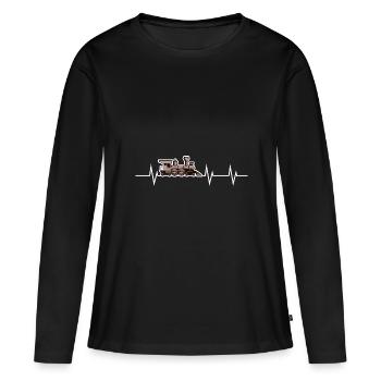 Battement de cœur d’une locomotive à vapeur - T-shirt manches longues Premium bio Femme - noir - Devant - Julia (174cm)