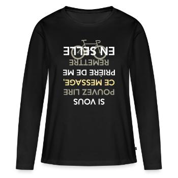 Vélo - en selle - T-shirt manches longues Premium bio Femme - noir - Devant - Julia (174cm)