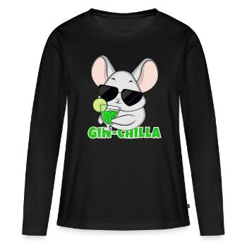 Gin- Chinchilla Gin - Frauen Premium Bio Langarmshirt - Schwarz - Vorne - Julia (174cm)