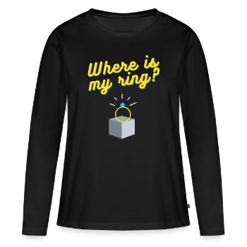 Wo ist mein Ring? - Frauen Premium Bio Langarmshirt - Schwarz - Vorne - Julia (174cm)