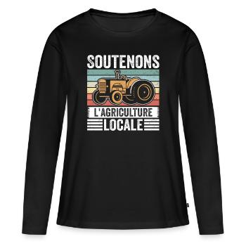Soutenons L'agriculture Locale - T-shirt manches longues Premium bio Femme - noir - Devant - Julia (174cm)