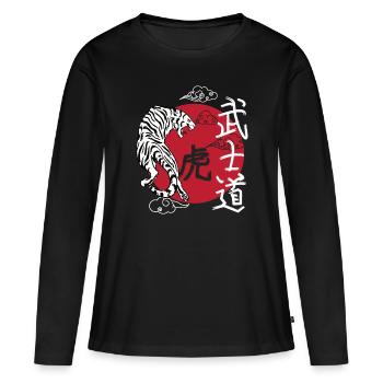 Japan Tiger Japanese Art - Women's Premium Organic Long Sleeve Shirt - black - Front - Julia (174cm)