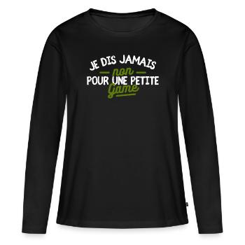 je dis jamais non pour une petit game. geek - T-shirt manches longues Premium bio Femme - noir - Devant - Julia (174cm)