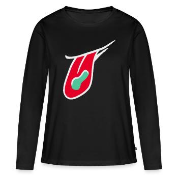 Kaugummizunge - Frauen Premium Bio Langarmshirt - Schwarz - Vorne - Julia (174cm)