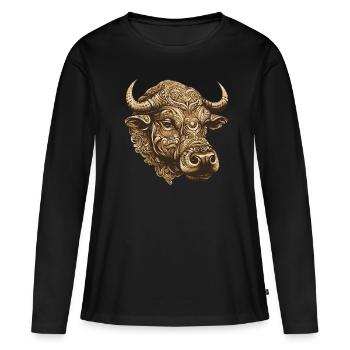 Taureau Portrait Taureau - T-shirt manches longues Premium bio Femme - noir - Devant - Julia (174cm)