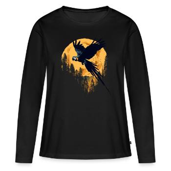 Perroquet Oiseau Ara Nature sauvage - T-shirt manches longues Premium bio Femme - noir - Devant - Julia (174cm)