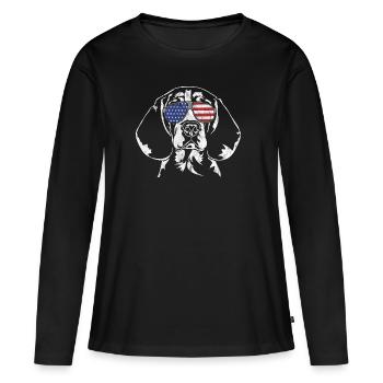 cru BEAGLE Amérique drapeau - T-shirt manches longues Premium bio Femme - noir - Devant - Julia (174cm)