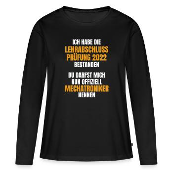 Mechatroniker Ausbildung 2022 Prüfung bestanden - Frauen Premium Bio Langarmshirt - Schwarz - Vorne - Julia (174cm)