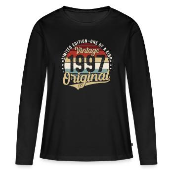 1997 né vintage anniversaire rétro - T-shirt manches longues Premium bio Femme - noir - Devant - Julia (174cm)