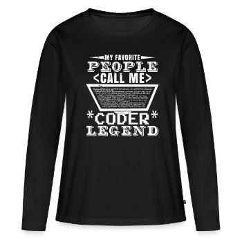 Légende du codeur - T-shirt manches longues Premium bio Femme - noir - Devant - Julia (174cm)