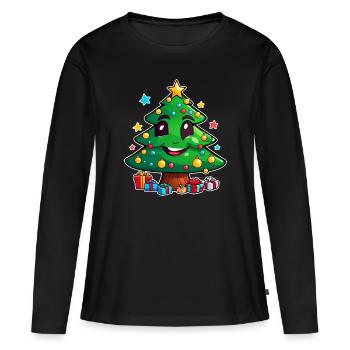 Cute Christmas tree with gifts - Women's Premium Organic Long Sleeve Shirt - black - Front - Julia (174cm)