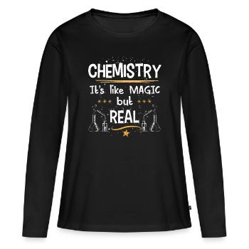 Chimiste chimiste chimiste chimiste de laboratoire de chimie - T-shirt manches longues Premium bio Femme - noir - Devant - Julia (174cm)