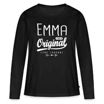 Emma ORIGINAL personnalisé prénom emma - T-shirt manches longues Premium bio Femme - noir - Devant - Julia (174cm)