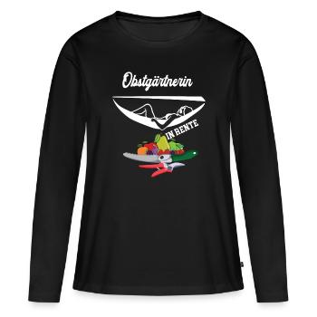 Obstgärtnerin Rente Rentnerin Obstbauer Ruhestand - Frauen Premium Bio Langarmshirt - Schwarz - Vorne - Julia (174cm)