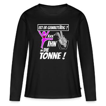 Gewalt gegen Frauen - Frauen Premium Bio Langarmshirt - Schwarz - Vorne - Julia (174cm)