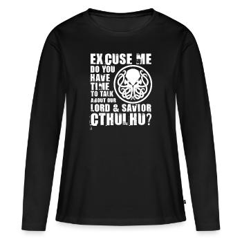 Cthulhu notre Seigneur &Sauveur - T-shirt manches longues Premium bio Femme - noir - Devant - Julia (174cm)