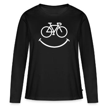 Bike Smile - T-shirt manches longues Premium bio Femme - noir - Devant - Julia (174cm)