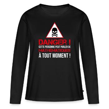 Cette personne peut parler de math à tout moment ! - T-shirt manches longues Premium bio Femme - noir - Devant - Julia (174cm)