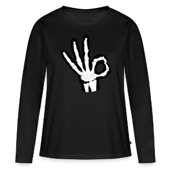 OK les os - T-shirt manches longues Premium bio Femme - noir - Devant - Julia (174cm)