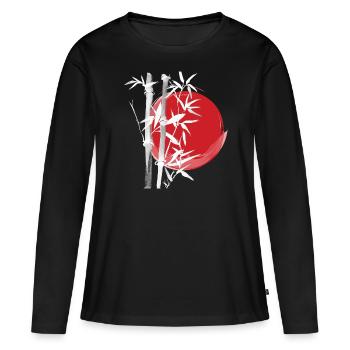 Japon Asie Bamboo Sun Kanji simple nature - T-shirt manches longues Premium bio Femme - noir - Devant - Julia (174cm)