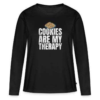 Les cookies sont mes cookies de thérapie Les amateurs de cookies - T-shirt manches longues Premium bio Femme - noir - Devant - Julia (174cm)