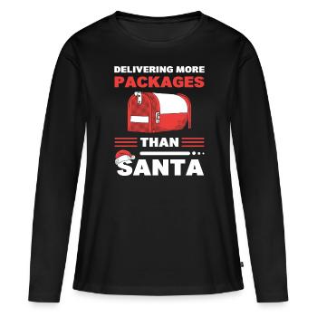 Plus de colis sont livrés par courrier et coursier - T-shirt manches longues Premium bio Femme - noir - Devant - Julia (174cm)